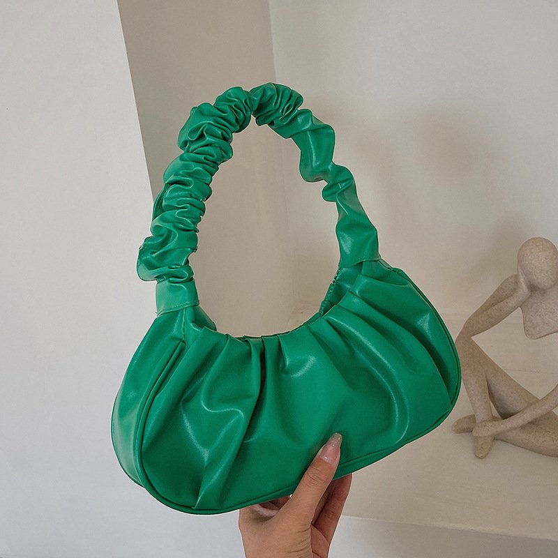 Sac à Bandoulière Simple Plissé pour Femme, Sac de Bureau Souple en Cuir PU, Doux et Nuage, Sac à Main Simple, Sac Décontracté – Image 5