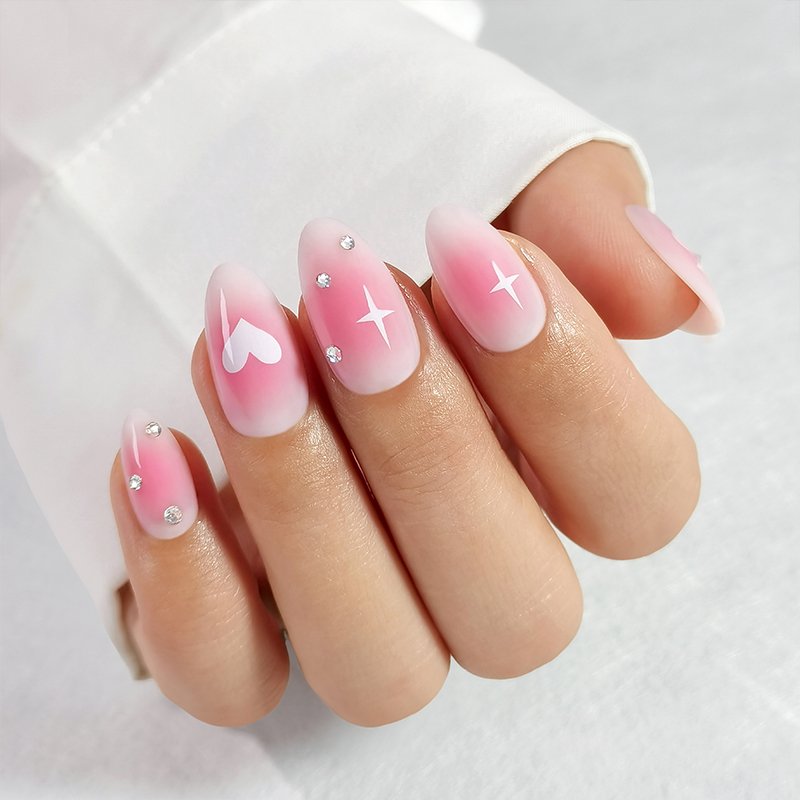 Faux Faux Ongles à Pointe Française Or Ligne Conception Colle sur Ongles Press Ons Moyen Acrylique Presse sur Ongles – Image 13