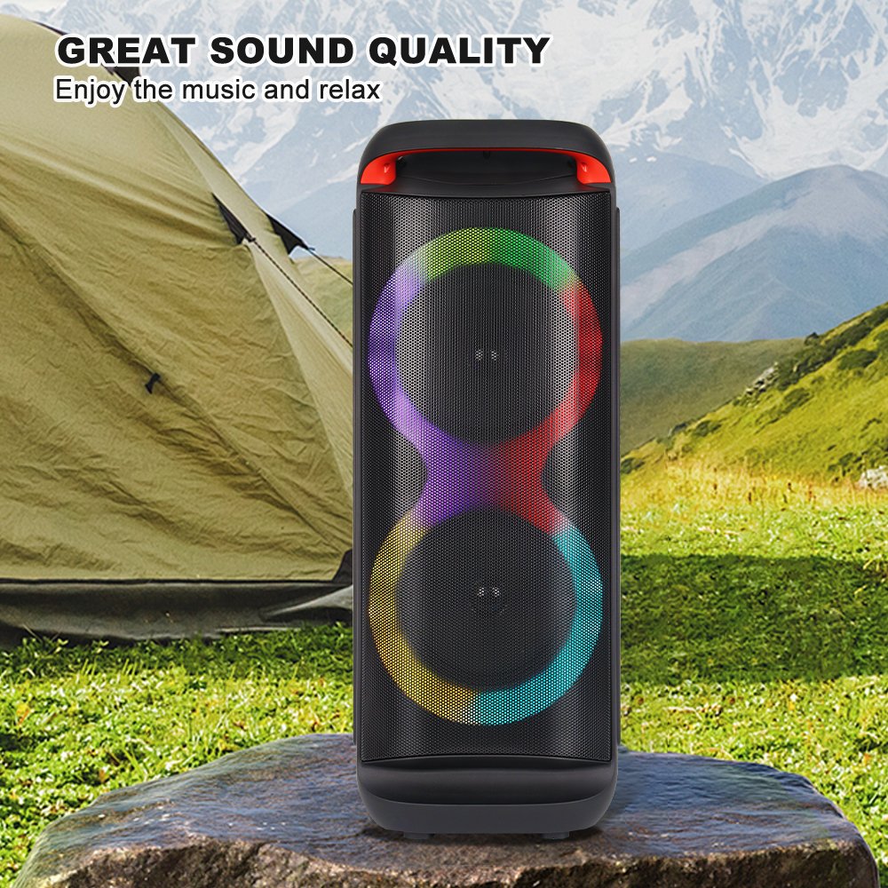 Haut-parleur karaoké Sing-e ZQS8288 double enceinte, sans fil Bluetooth, conçu pour les fêtes en extérieur. Équipé de haut-parleurs de 8 pouces haute puissance, idéal pour les grandes scènes et événements festifs. – Image 5