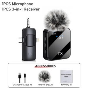 Microphone sans fil F11 3-en-1 avec connecteur mains libres – micro-cravate sans fil pour tournage vidéo et diffusion immersive.
