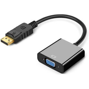 Câble adaptateur DisplayPort (DP) vers VGA 4K – convertisseur audio/vidéo HDTV, longueur 1 m, gaine PVC, pour PC, écran et lecteur DVD.