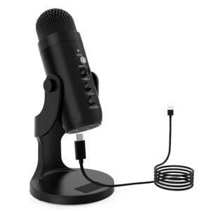 Microphone à condensateur BMG-USB-K4 pour webcast et live YouTube – enregistrement audio studio professionnel.