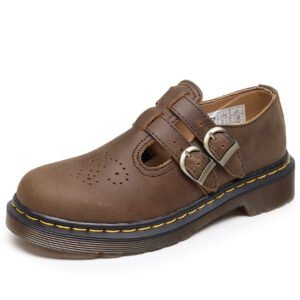 Chaussures Femme en Cuir Véritable – Mocassins Rétro Élégants à Plateforme (Style Preppy)